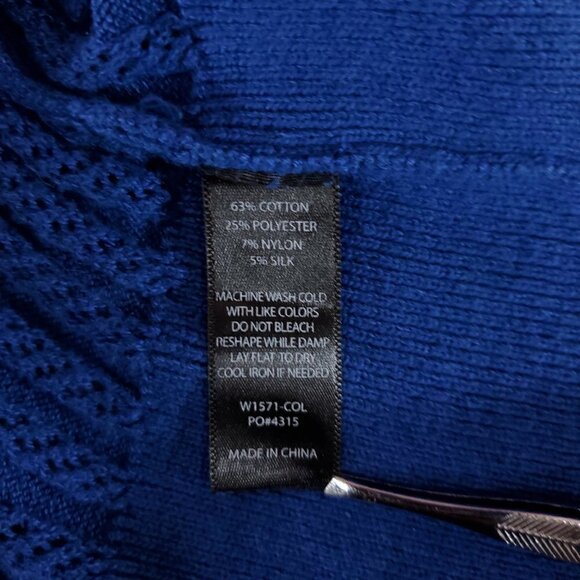 *Flaw Betabrand Seaside Jumper Womens Large Blue Knit Hooded Sweater Thumb Holes - Picture 9 of 12